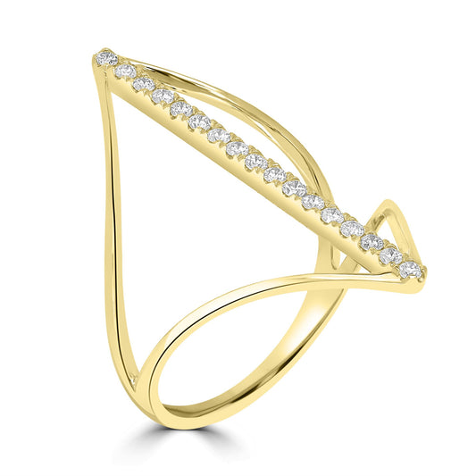 14K Yellow Gold Diamond Wave Ring