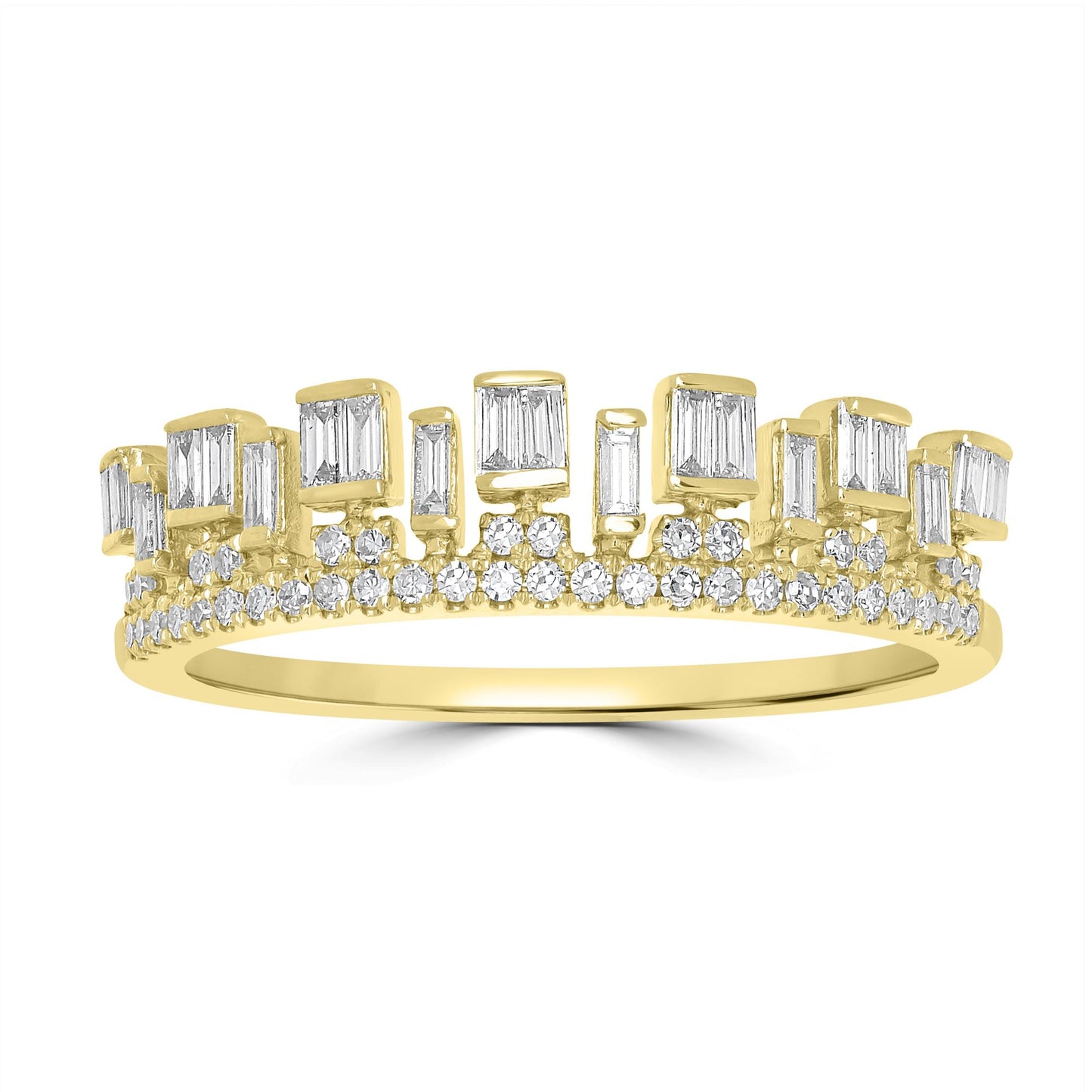 Staggered 14K Gold & Diamond Crown Ring