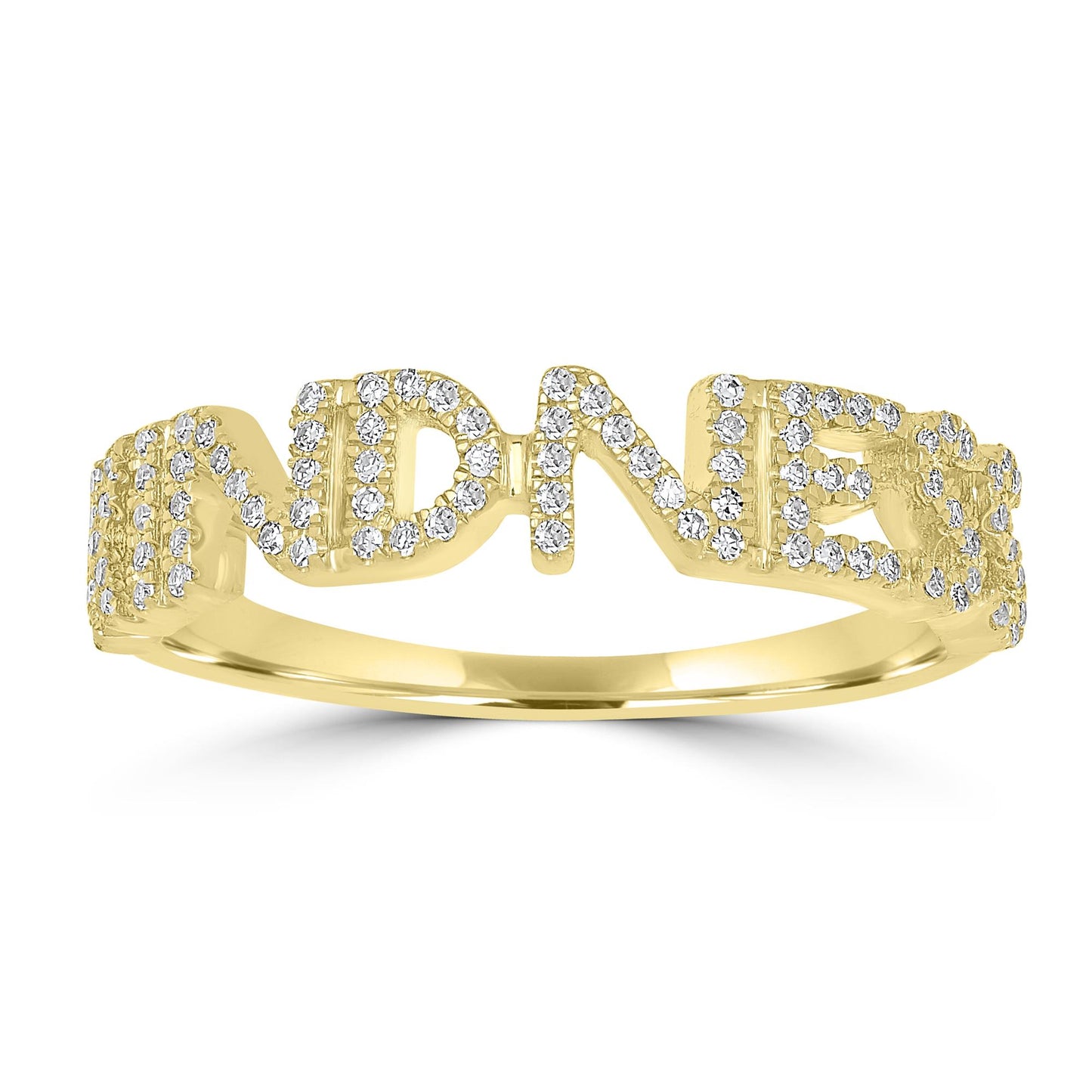 14K Yellow Gold "Kindness" Ring with Pavé Diamonds