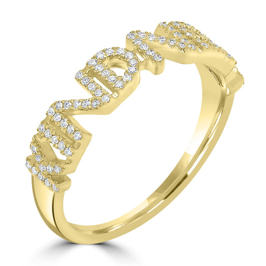 14K Yellow Gold "Kindness" Ring with Pavé Diamonds