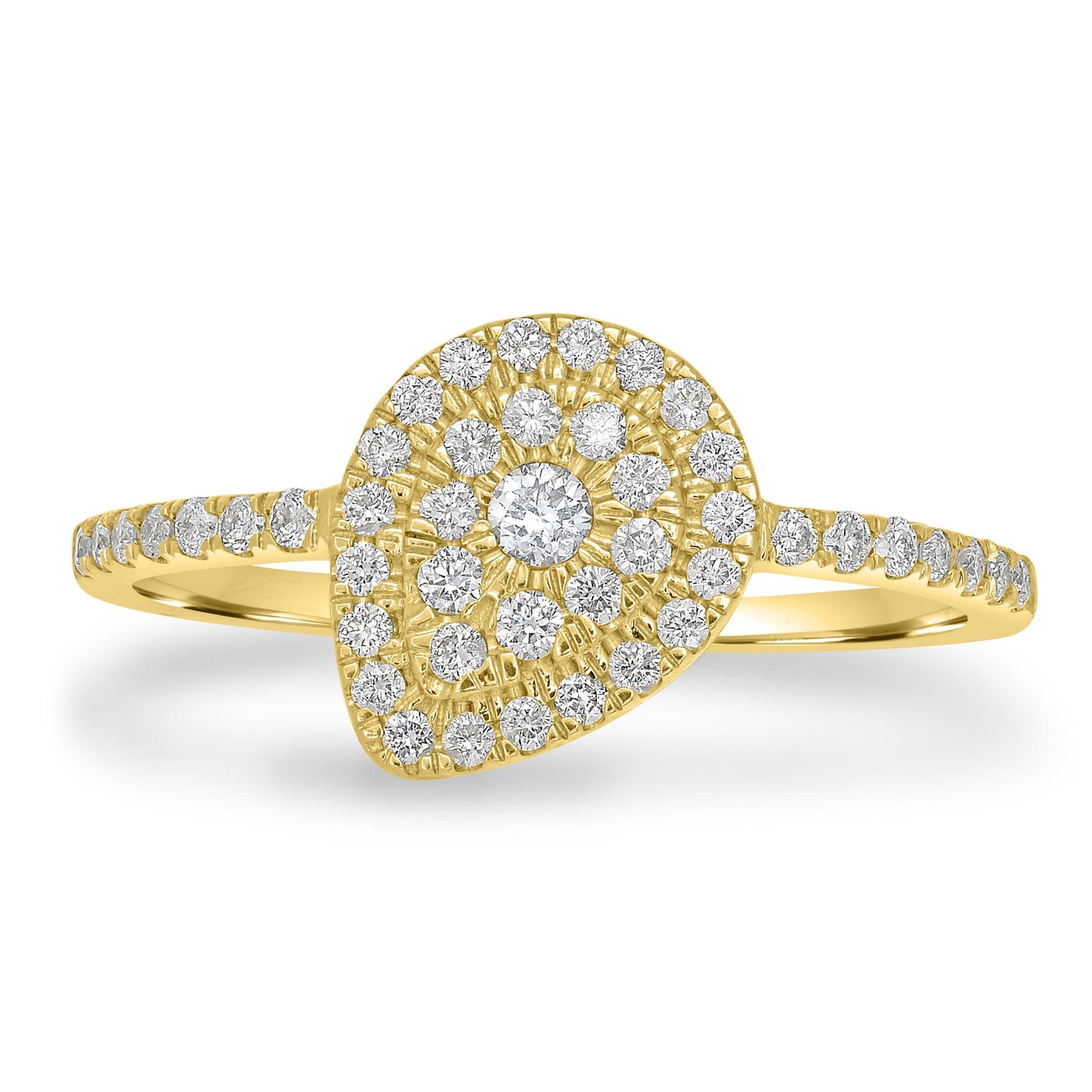 Slanted Teardrop 14K Yellow Gold & Diamond Ring