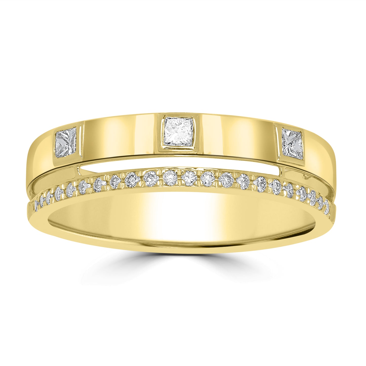 14K Gold & Diamond Two Row Ring