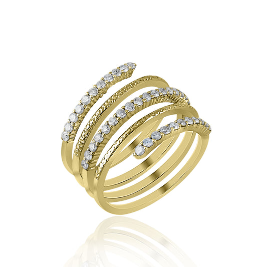 The 14K Yellow Gold Bowery Diamond Spiral Wrap Ring