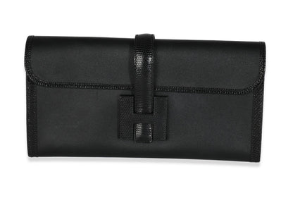 Hermes Jige Black Lizard Clutch