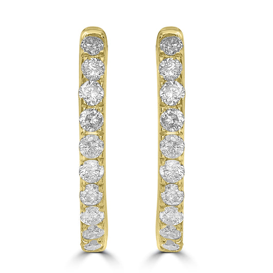 14K Yellow Gold Diamond Hoop Houston Earrings