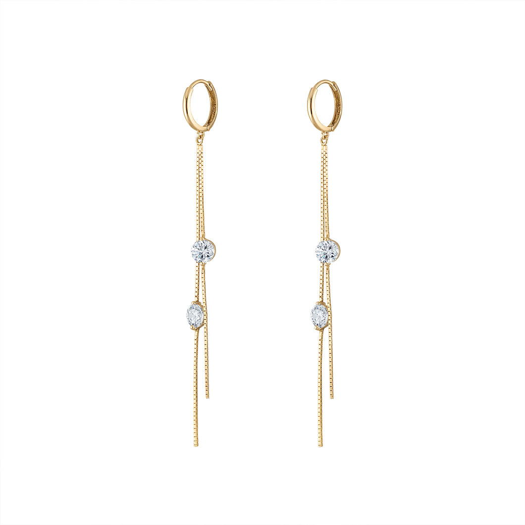 The Sparkle Drop Chain Earrings