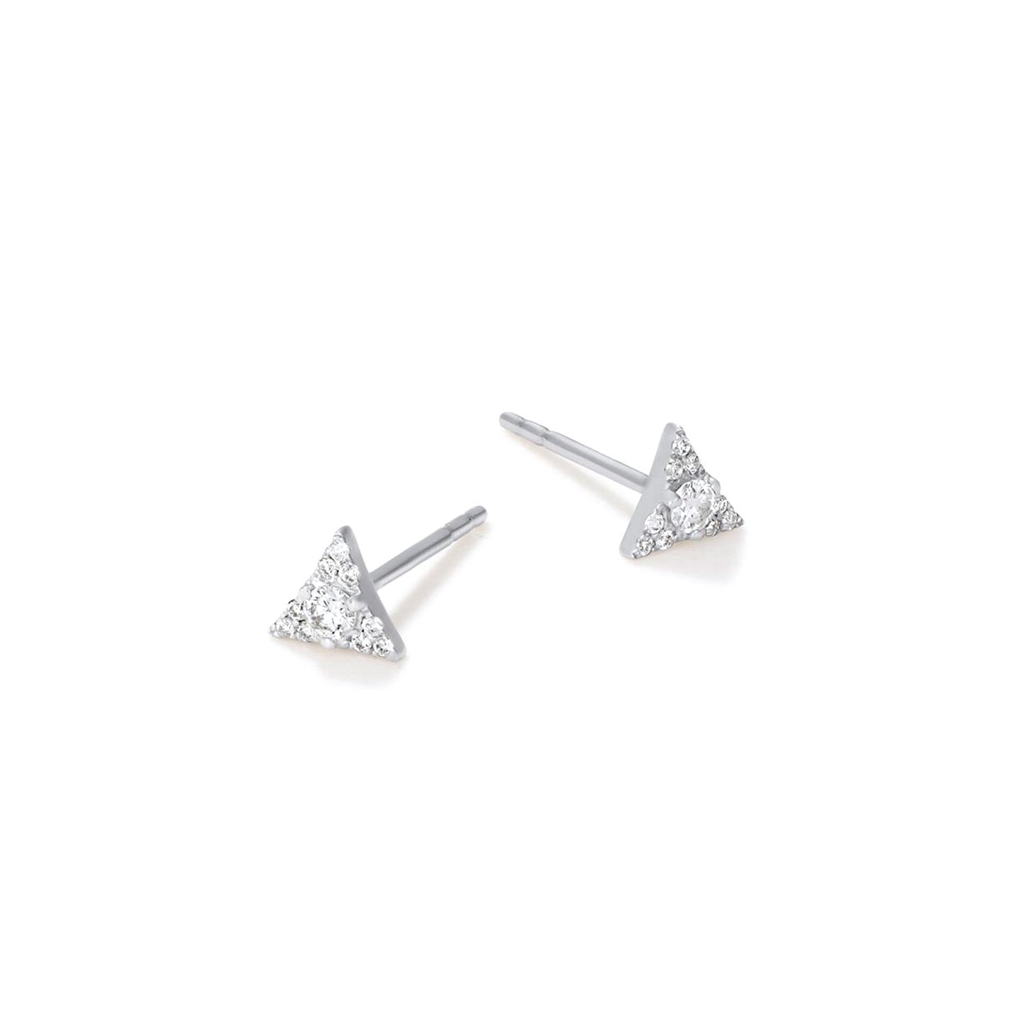 Triangle Diamond & 14K White Gold Stud Earrings
