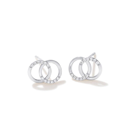 Dual Ring Diamonds &14K White Gold Stud Earrings