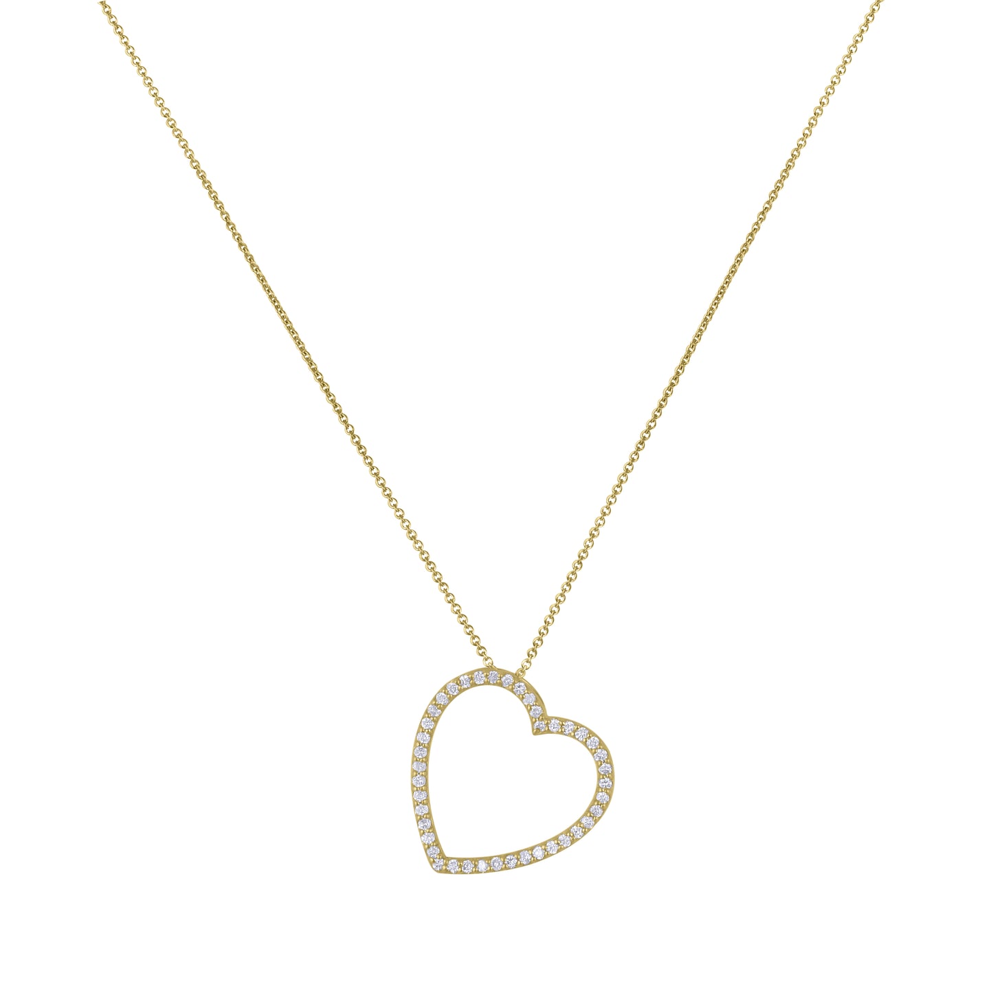 Heart Outline 14K Gold & Diamond Necklace