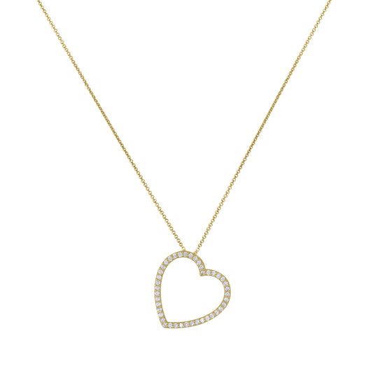 Diamond 14K Yellow Necklace with Heart Pendant