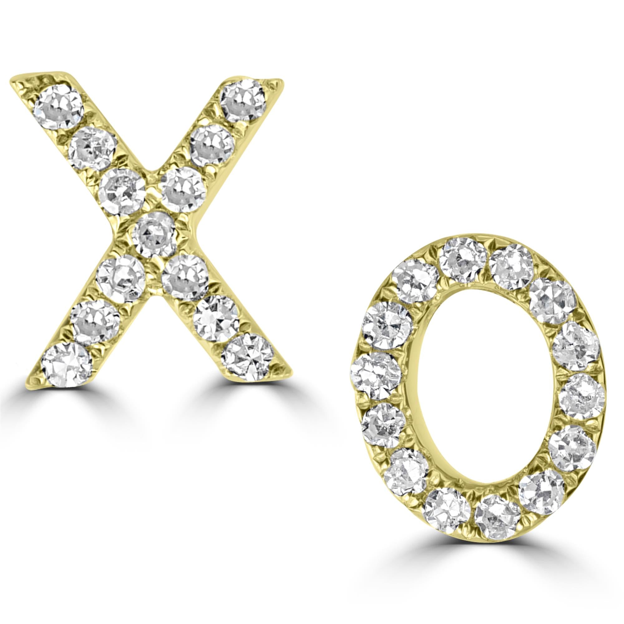 Ladies 14 Karat Gold Diamond XO Stud online Earrings