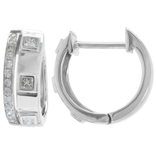 Load image into Gallery viewer, 14K White Gold Two Row Hoops With Square and Round Diamonds
