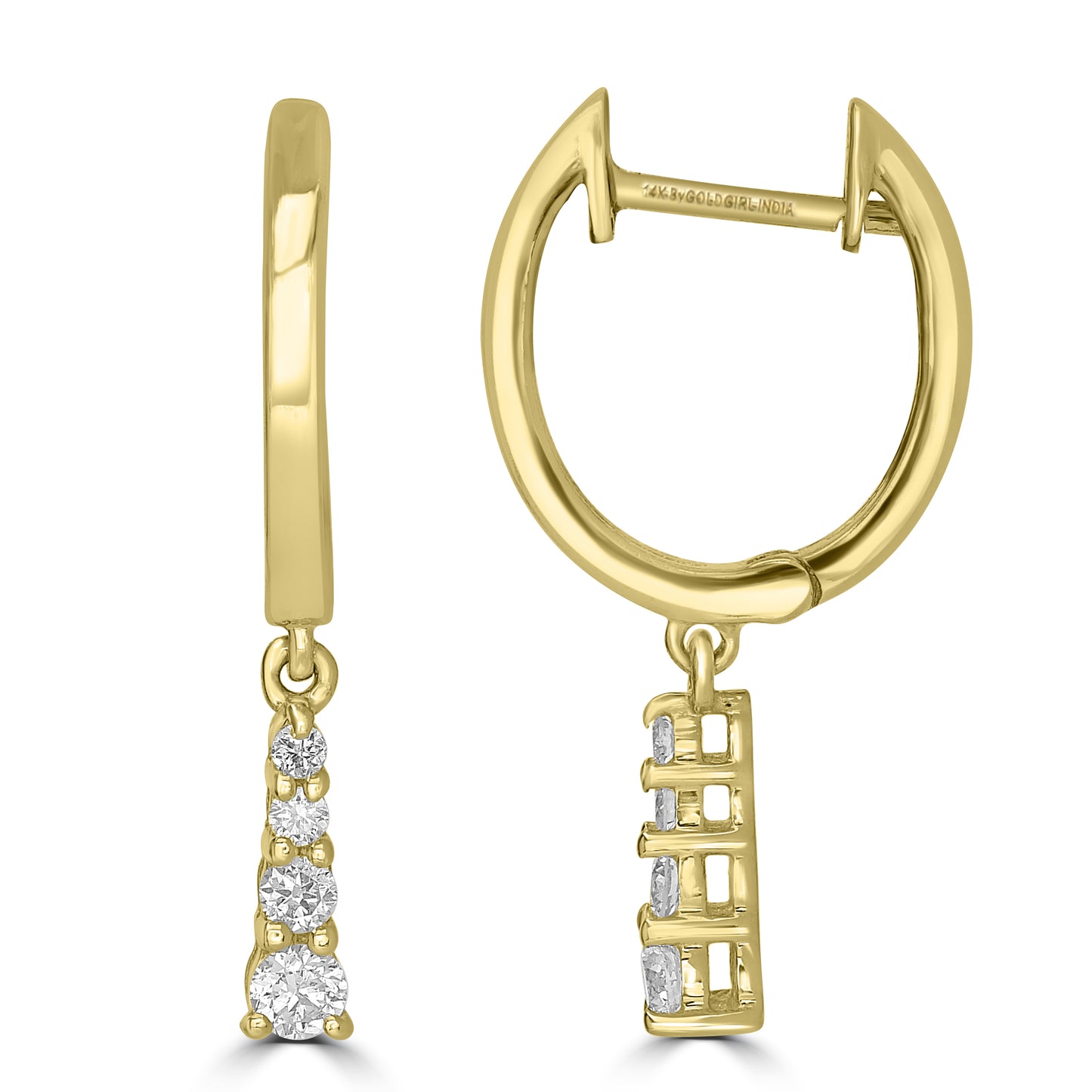 14K Yellow Gold Diamond Eiffel Earrings