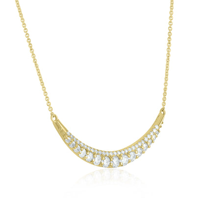 Wide Crescent 14K Gold & Diamond Pendant Necklace