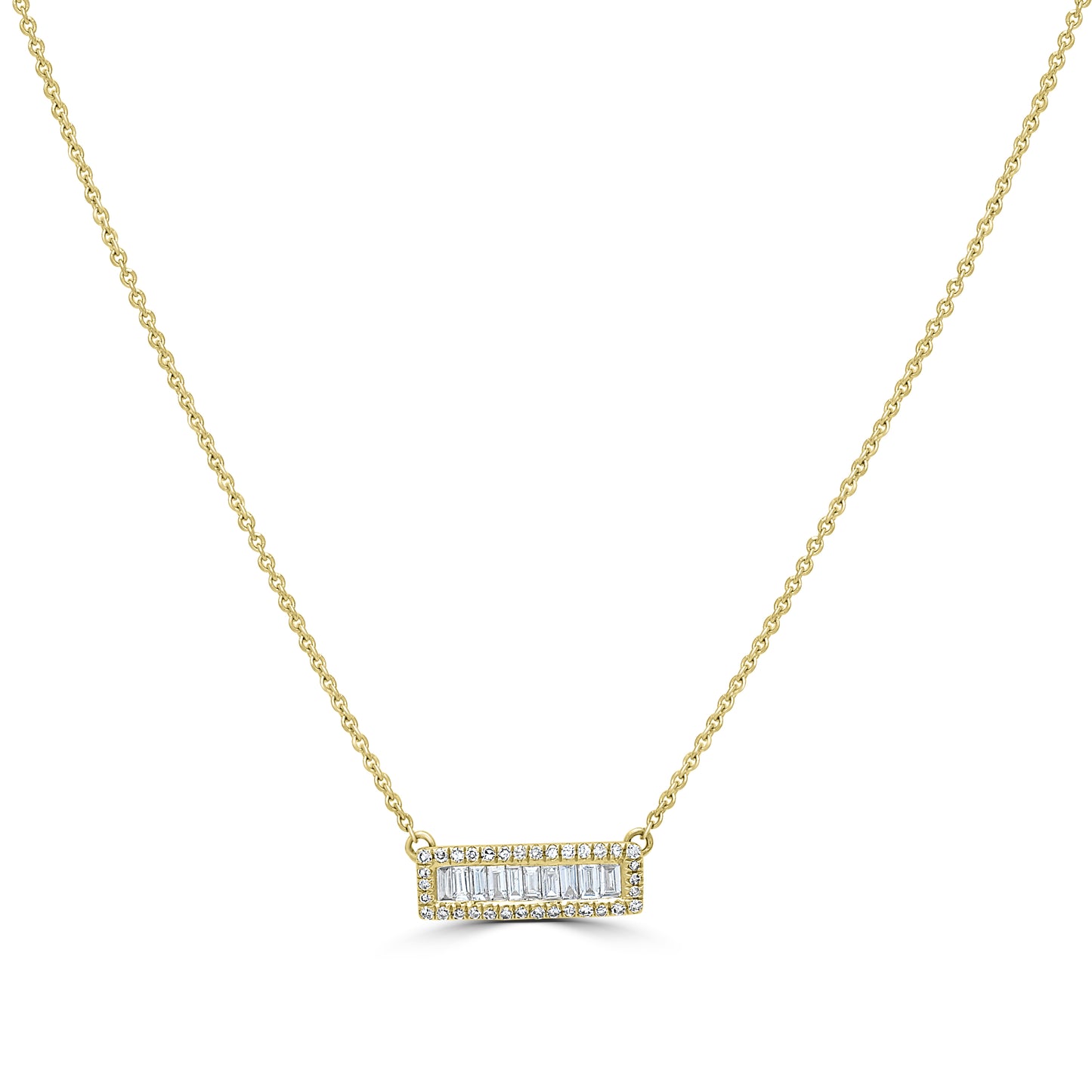 14K Gold and Diamond Bar Necklace