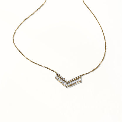 Chevron 14K Gold & Diamond Bar Necklace
