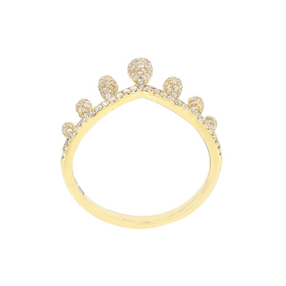 Diamond 14K Yellow Gold Teardrop Crown Ring