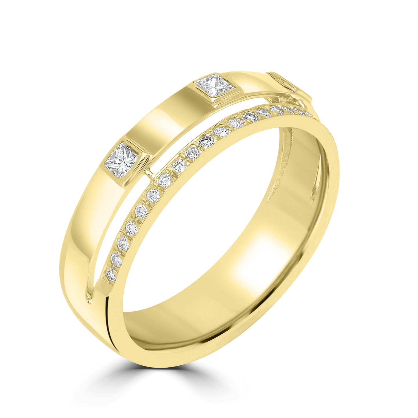 14K Gold & Diamond Two Row Ring
