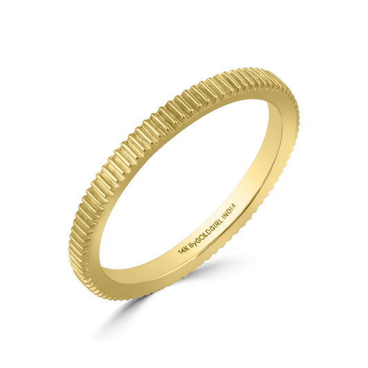 Ribbed Texture 14K Gold Ring