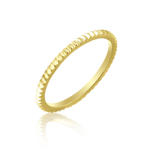 Narrow Ribbed Texture 14K Gold Ring