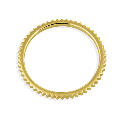 Narrow Ribbed Texture 14K Gold Ring