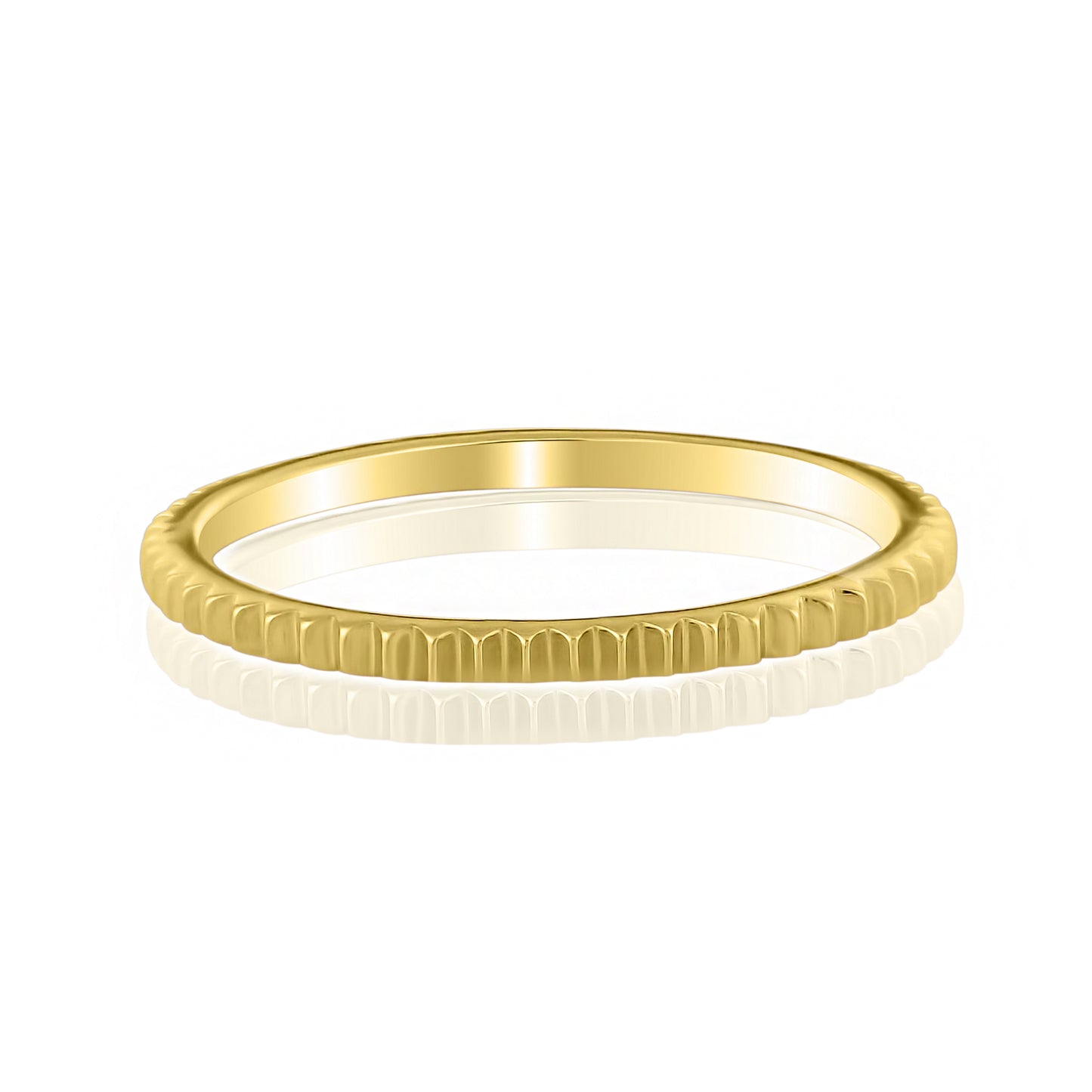 Narrow Ribbed Texture 14K Gold Ring