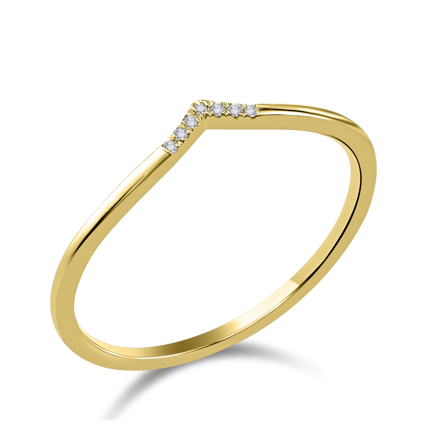 Delicate V 14K Gold & Multi Diamond Ring