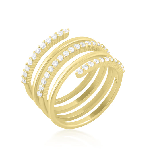 The 14K Yellow Gold Bowery Diamond Spiral Wrap Ring