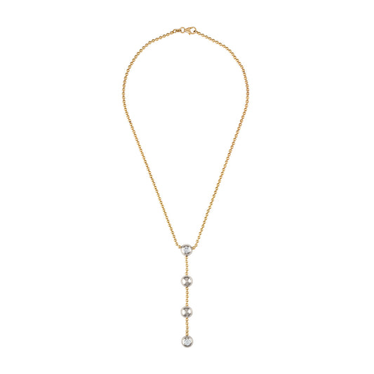 The Vintage Diamond Lariat-14K Yellow Gold Necklace with 2 Round Cut Diamonds